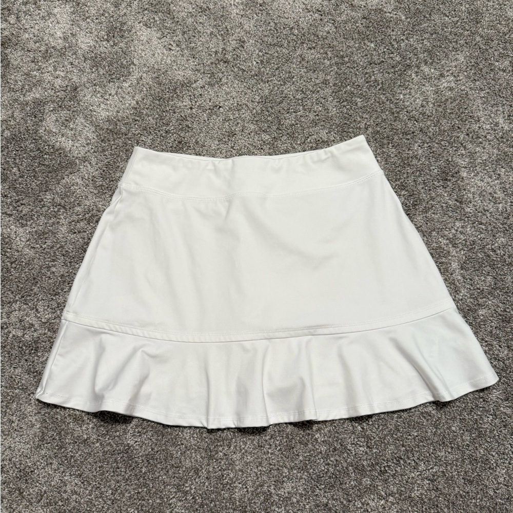 Tommy Bahama Cream Skater Mini Skirt with Ruffled Hem